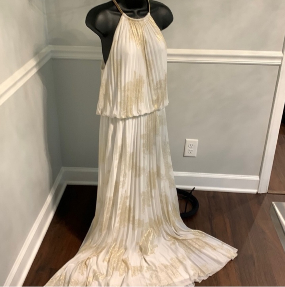 MSK White and Gold Grecian Goodess Dress